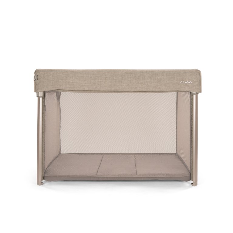  Product image on white background of beige-hued baby play yard.
