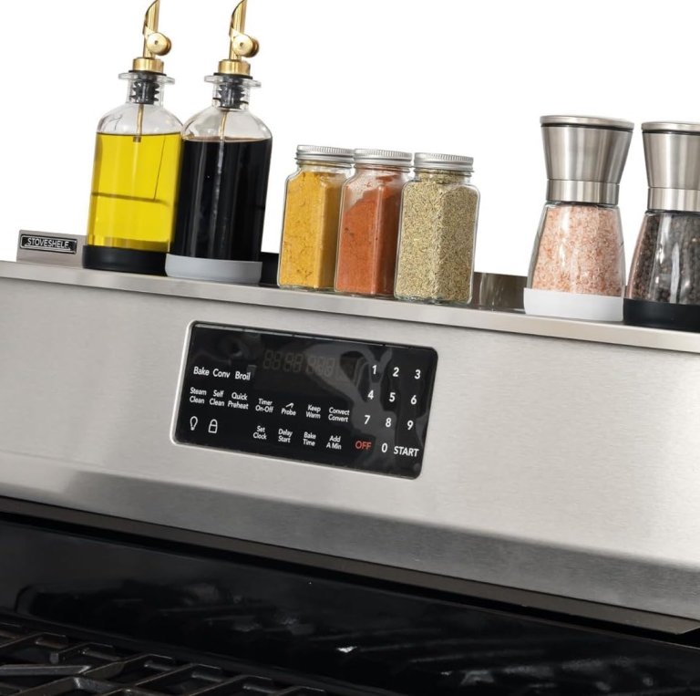  silver metal stove shelf