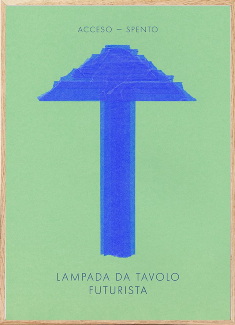  blue table lamp on green background