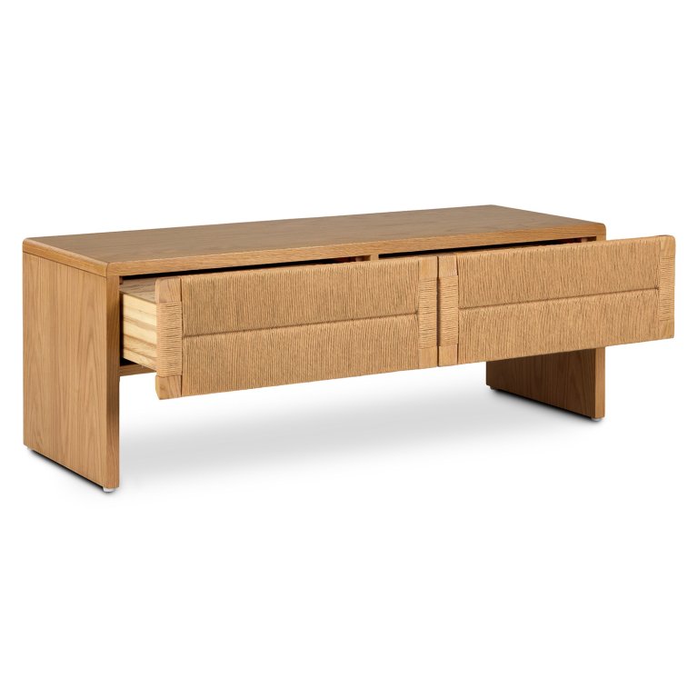  oak bench with woven drawers
