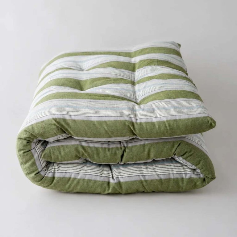 Green striped sofa topper