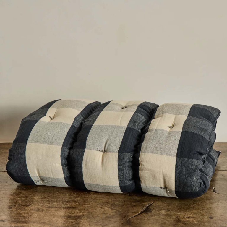  large scale blue and white gingham mattress roll