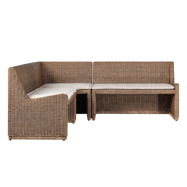  L-shaped wicker banquette