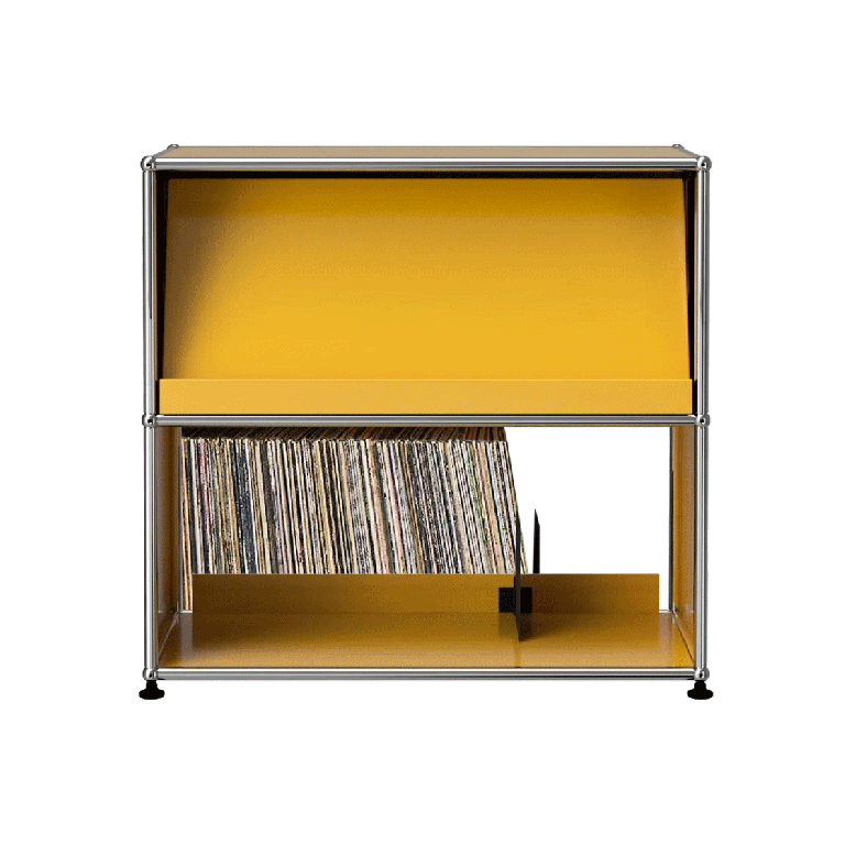  yellow record shelving unit