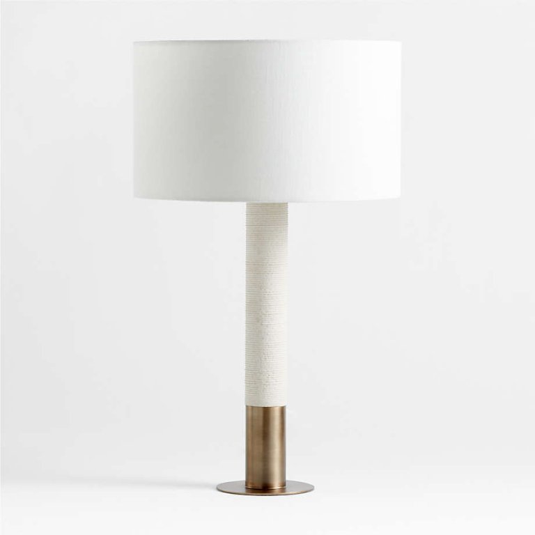  Woven and brass table lamp