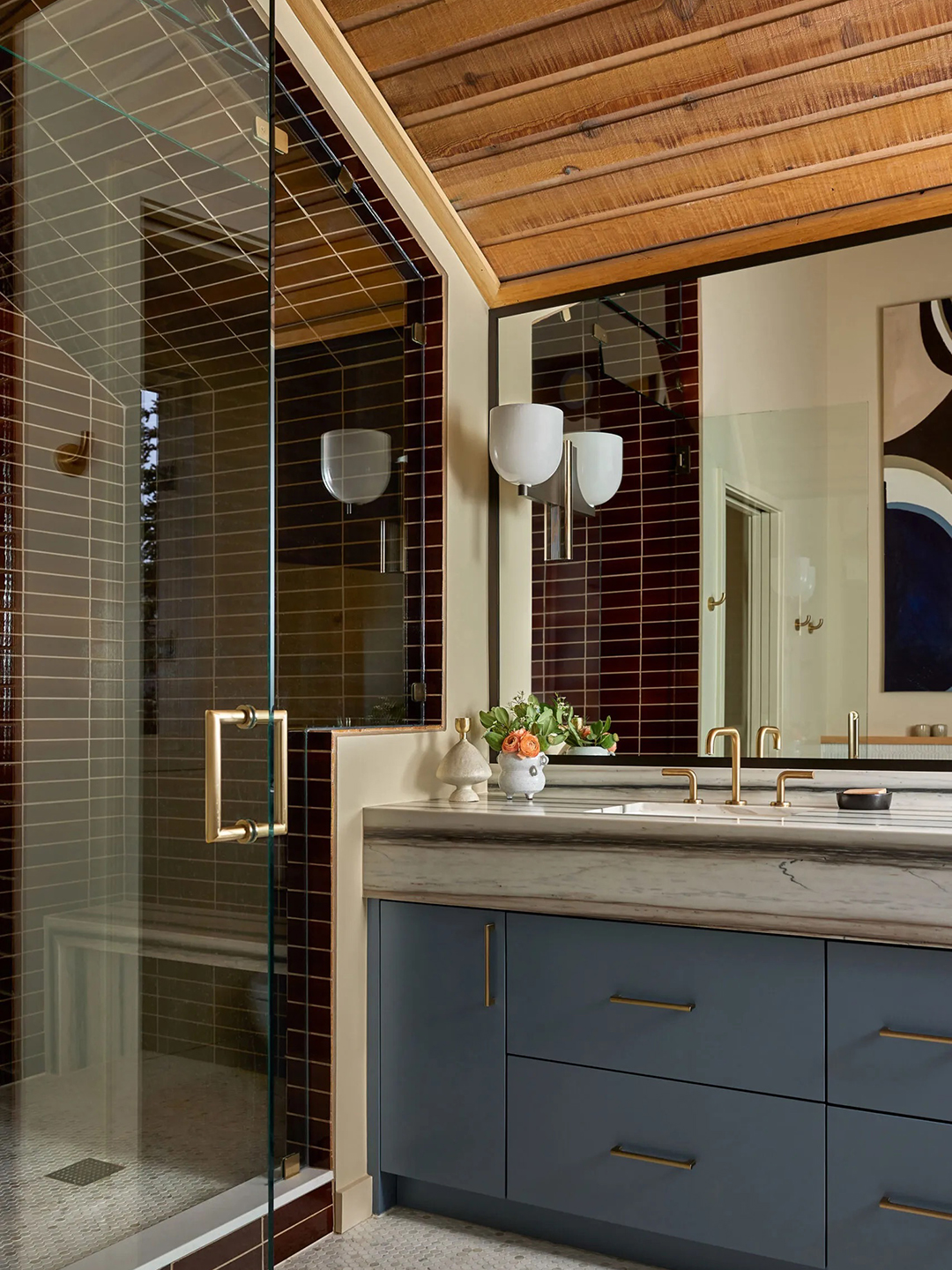 Blue and White Bathroom Makeover - One Room Challenge Week - 2 Bees in a Pod, image size:1080x1440