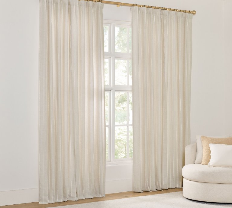 Isle Embroidered Striped Curtain