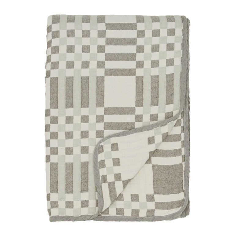  Grey and white plaid blanket