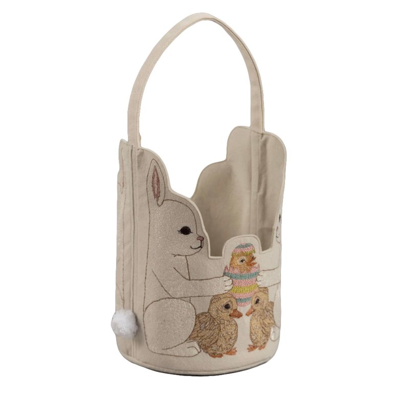  embroidered bunny and chick easter basket