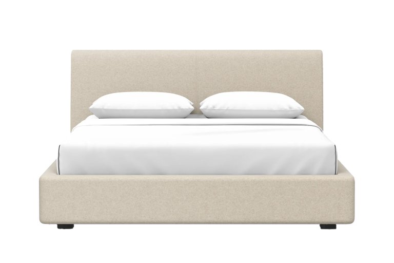  Cream-colored upholstered bed frame by Thuma.