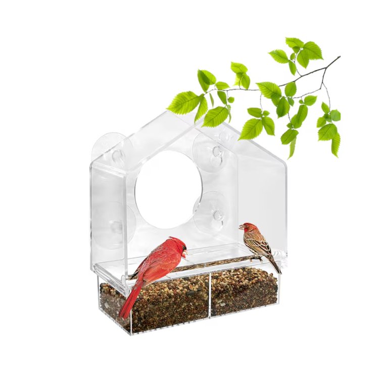  Product image of plastic bird feeder that mounts to window.