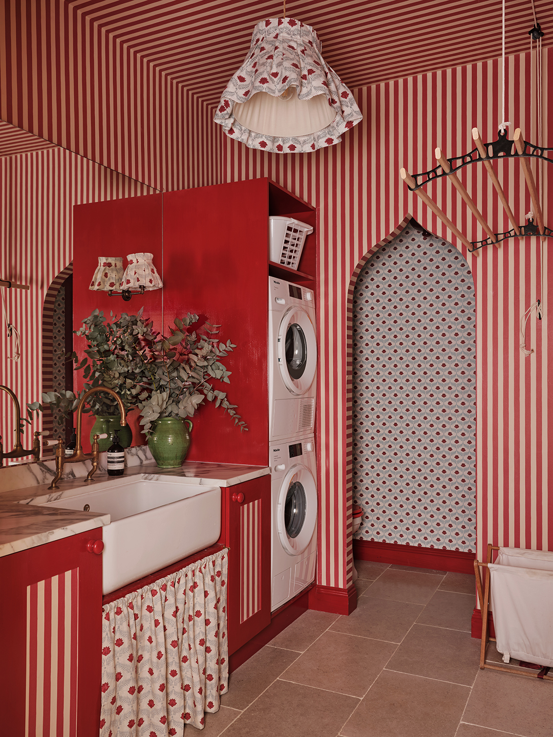 striped laundry room wallpaper