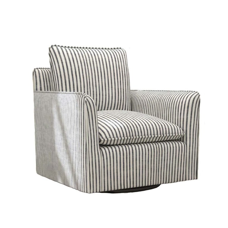  Striped swivel barrel chair