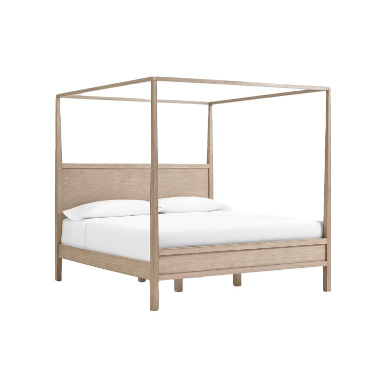  Keane Weathered Natural Solid Wood King Canopy Bed