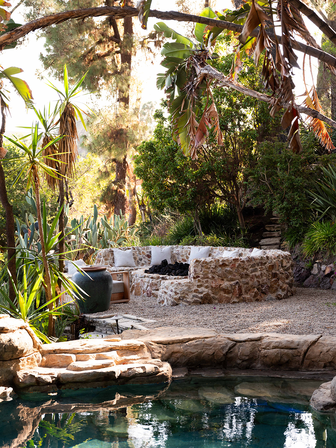 Outdoor space with firepit