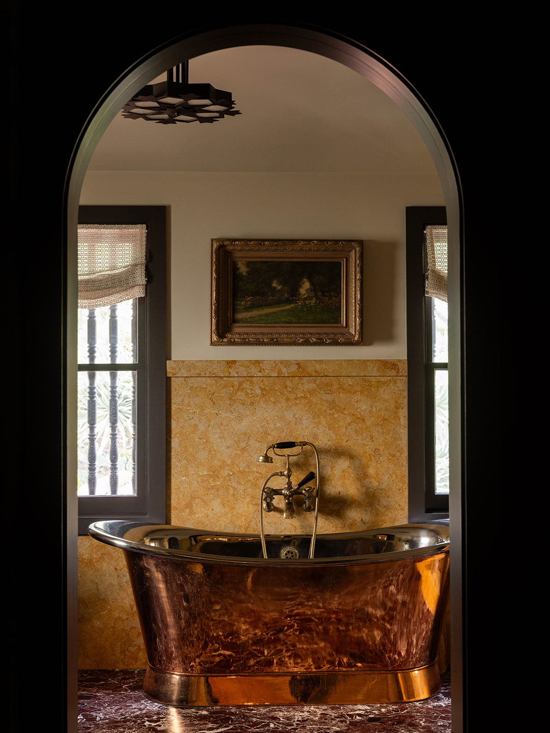 Bathroom with copper tub