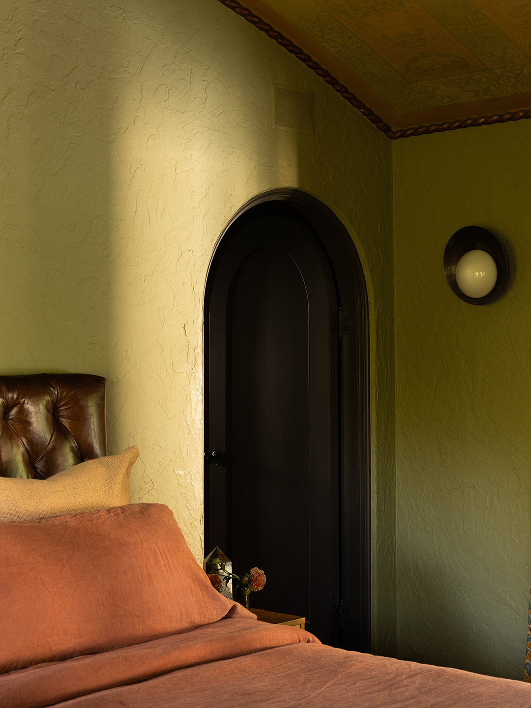 Bedroom with green walls