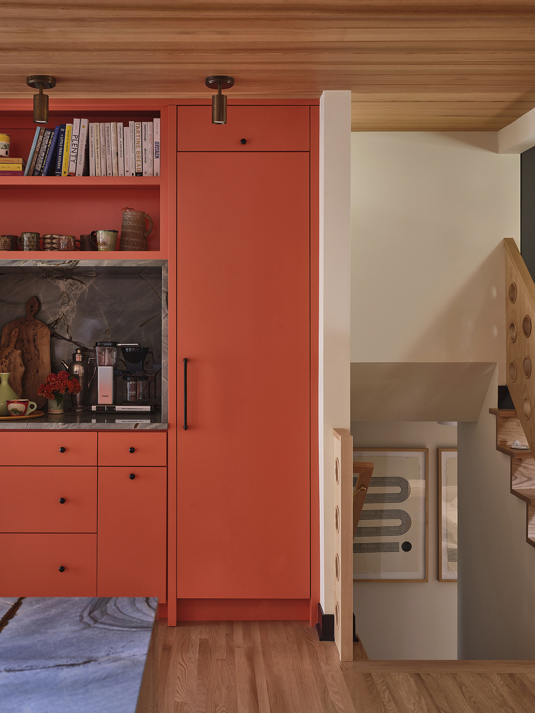 The coffee bar and corral cabinetry. 