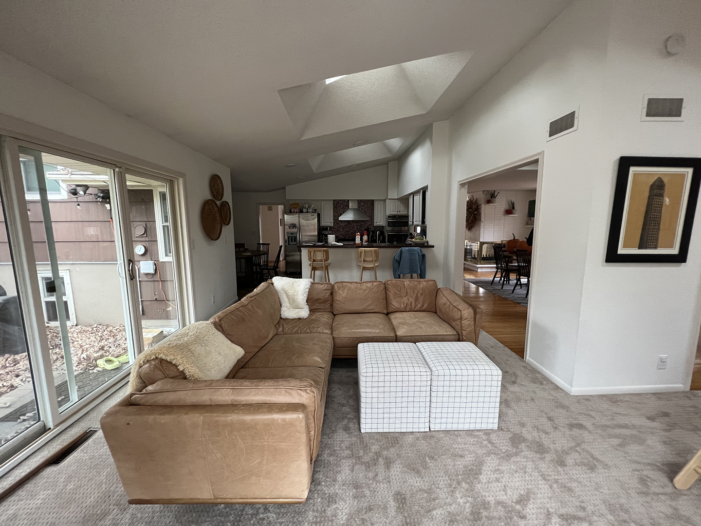 The view from the former living room to the kitchen