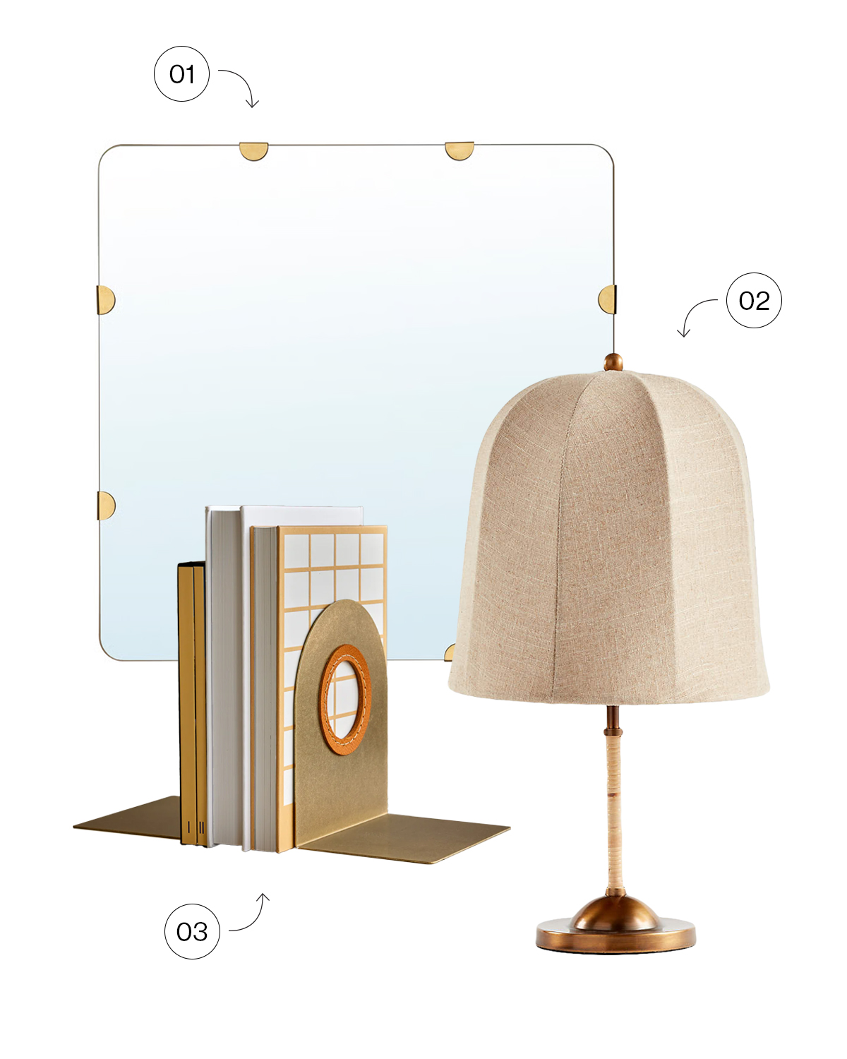 brass and leather decor