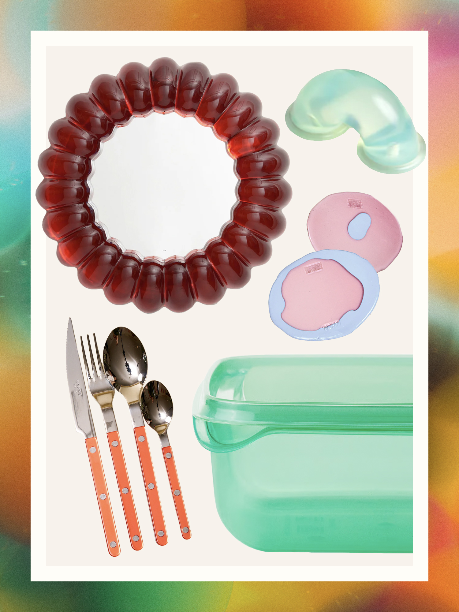 Group of transparent jelly-like products