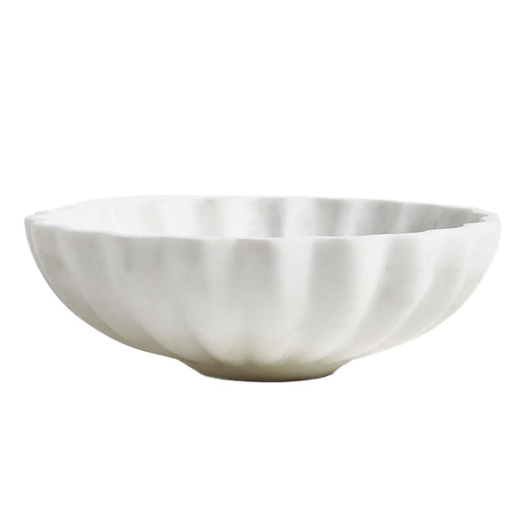  Scalloped white marble bowl