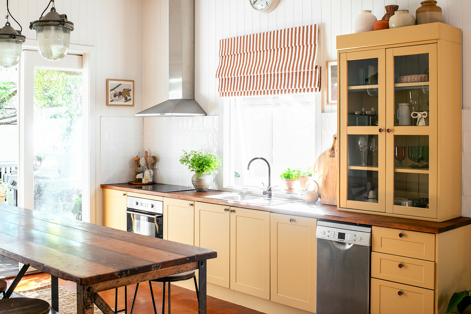 Kitchen cabinets painted yellow