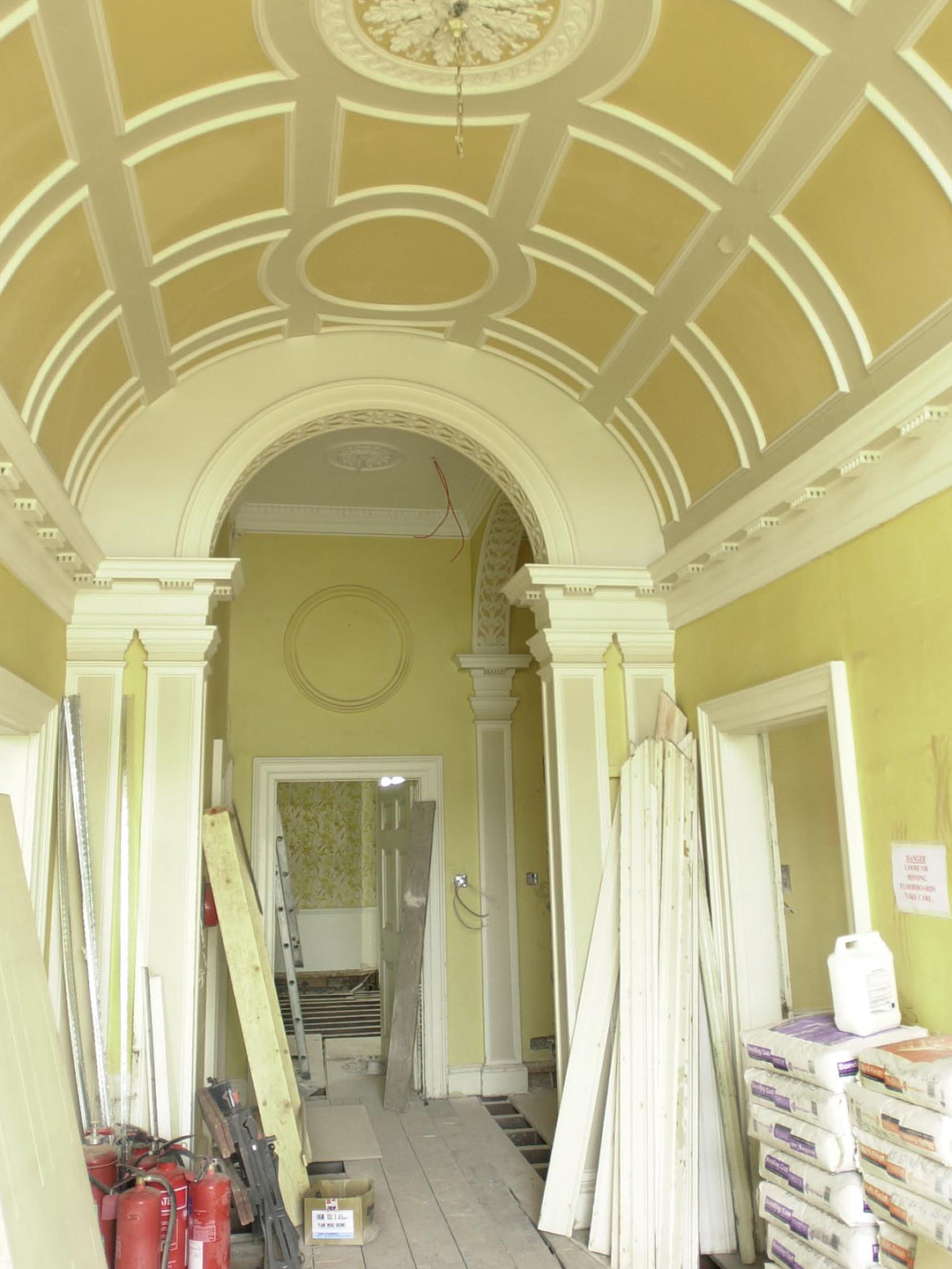 Hallway with ornate moldings