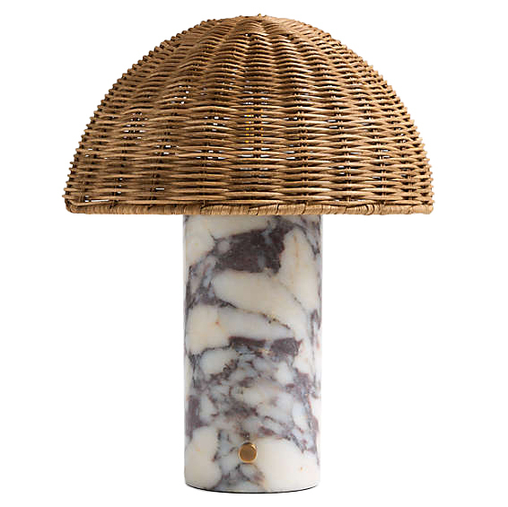  Marble lamp base with rattan dome shade