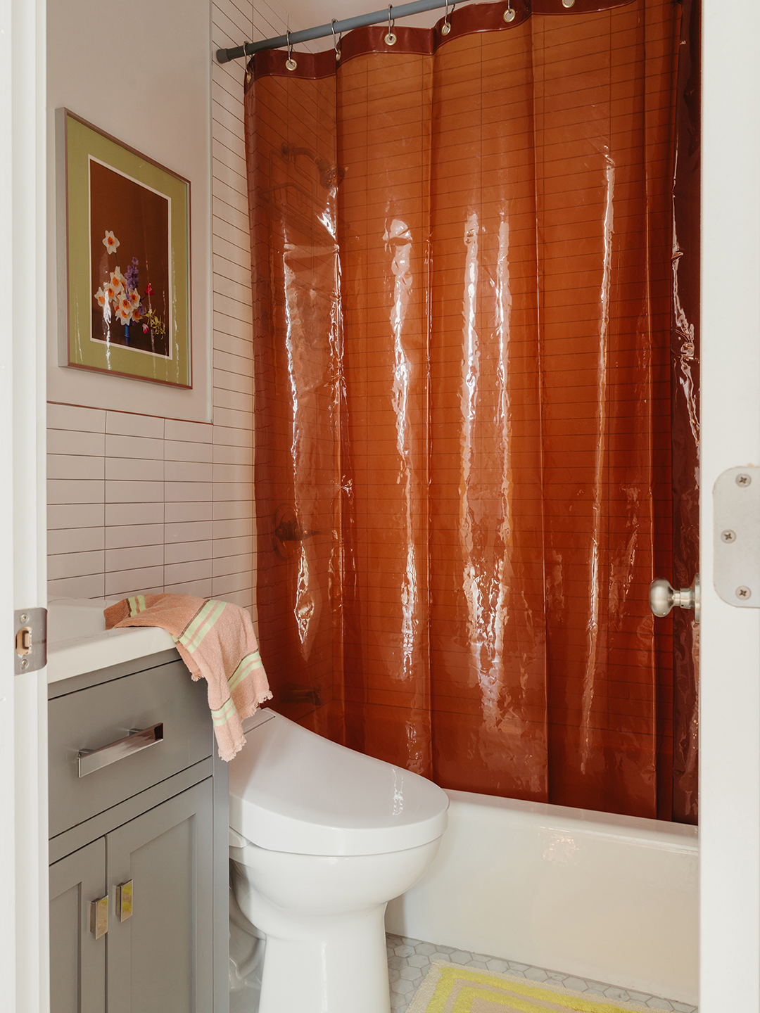 orange shower curtian