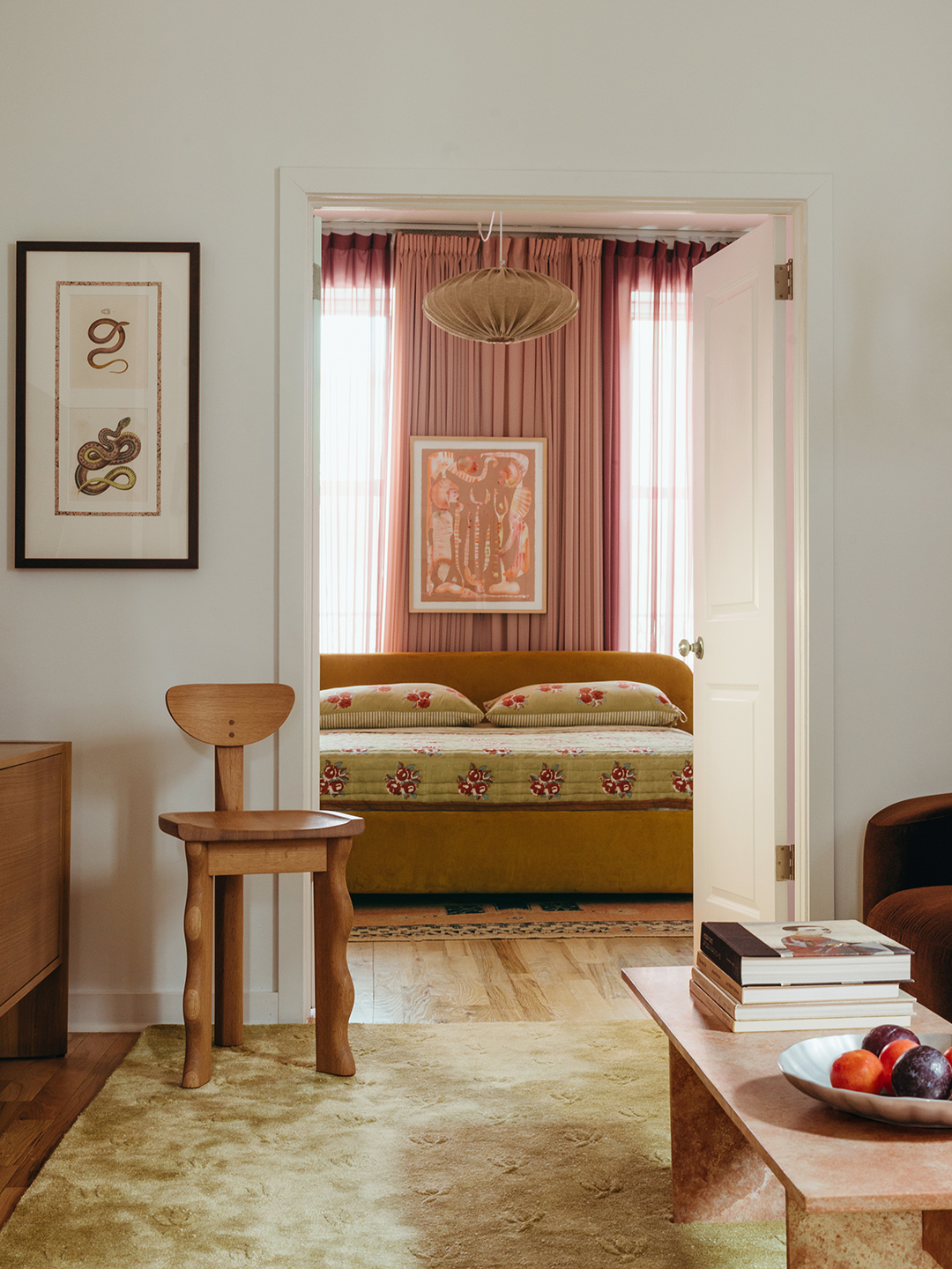 view into pink bedroom