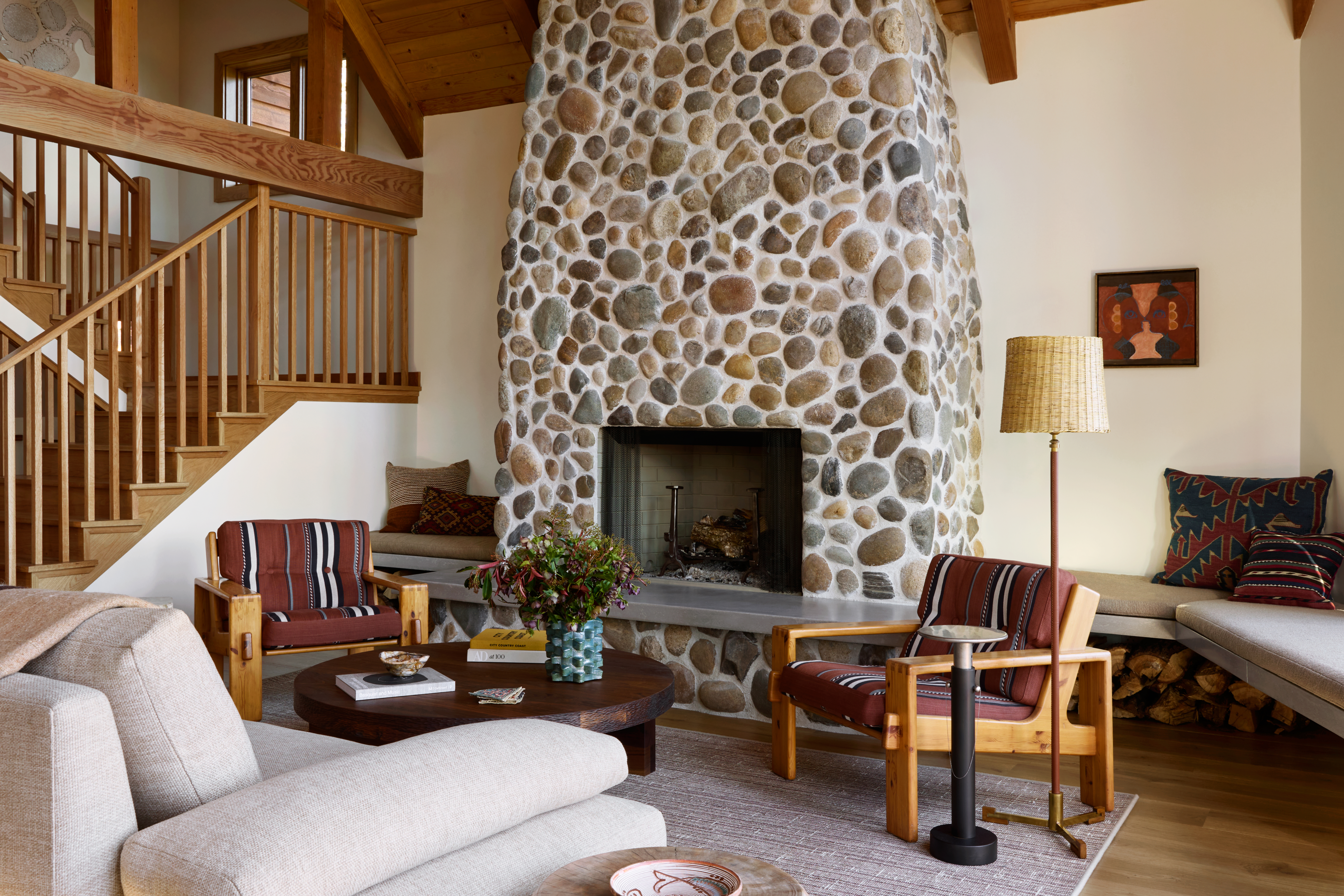 stone fireplace