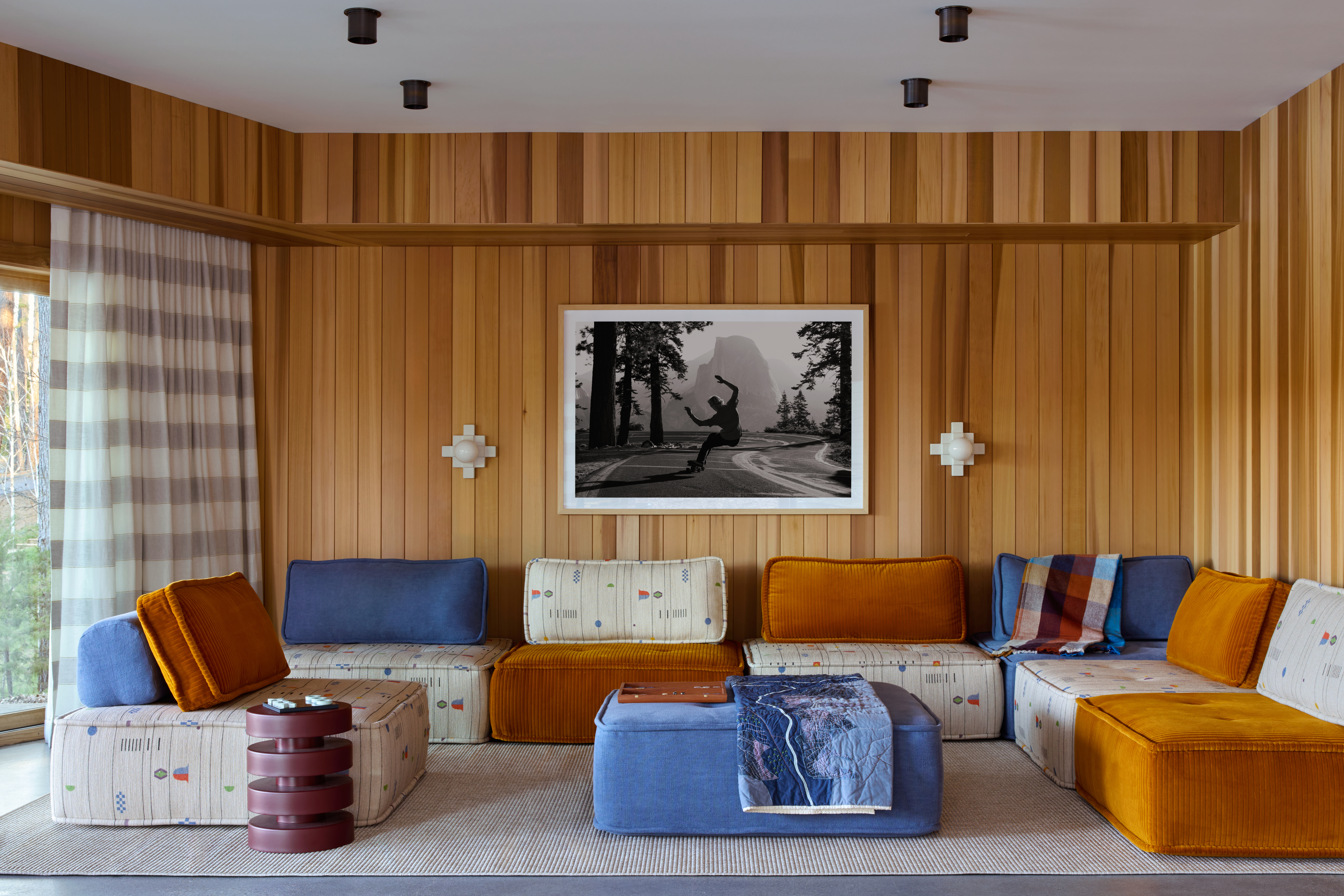 wood living room paneling