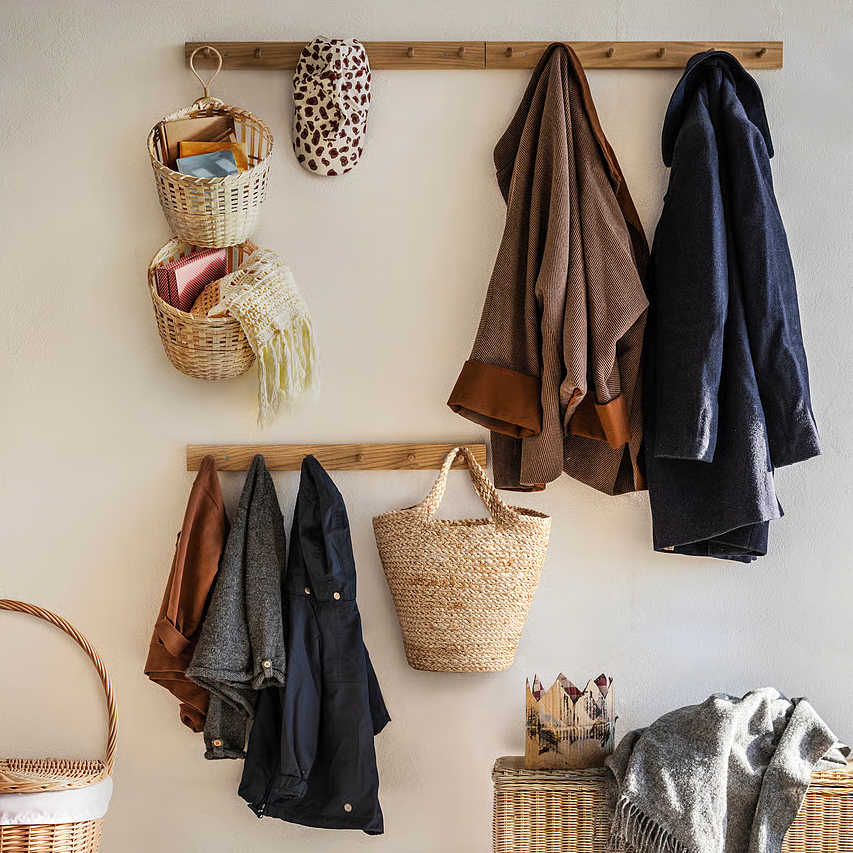 coats hanging on rack