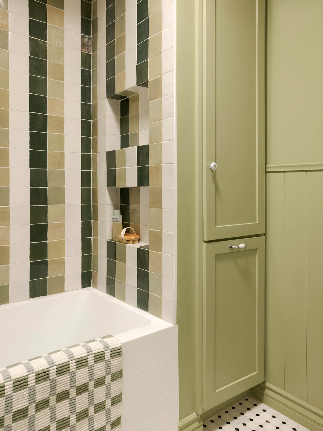 cabinet next to shower