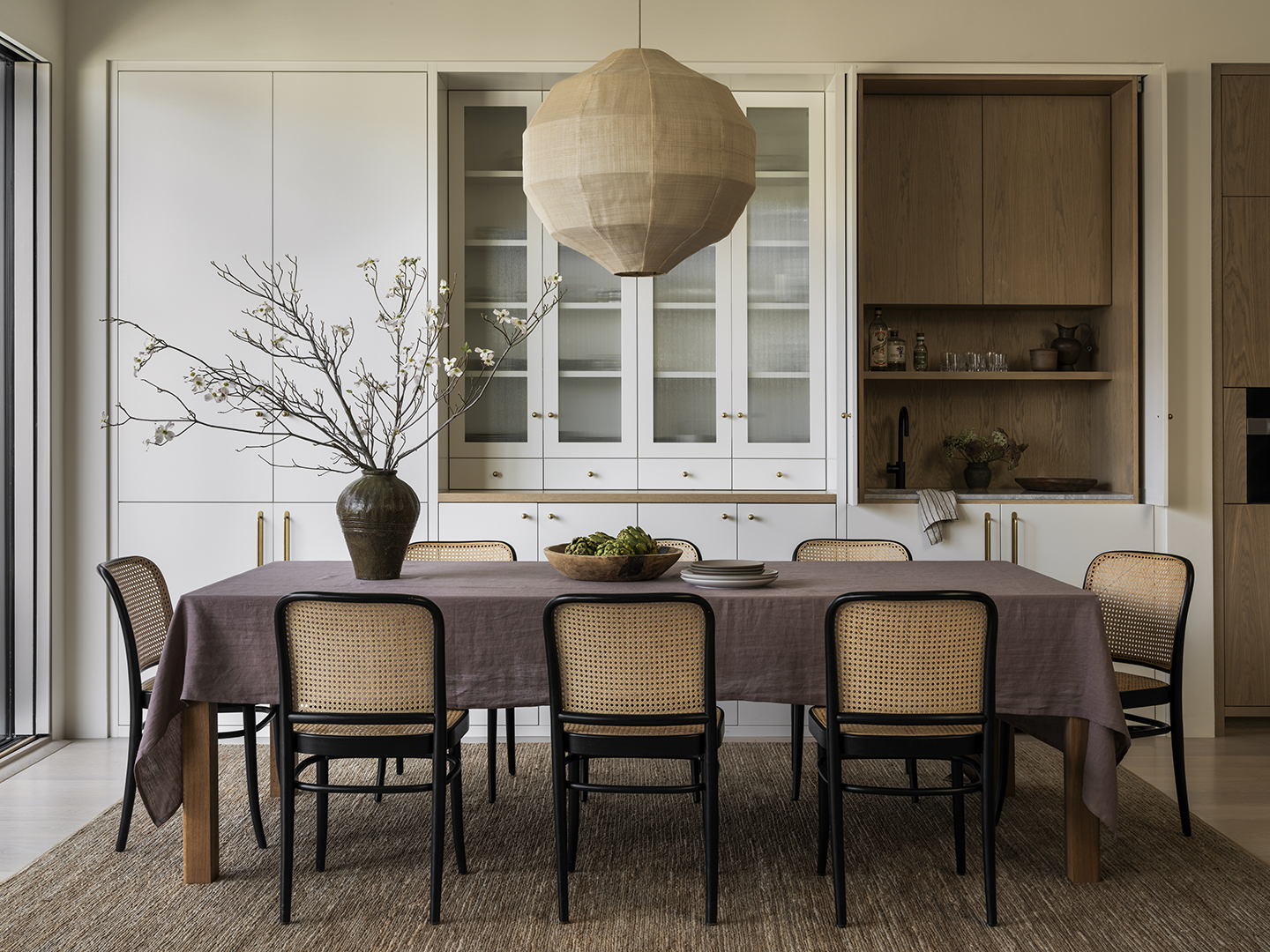 zen dining room with lantern