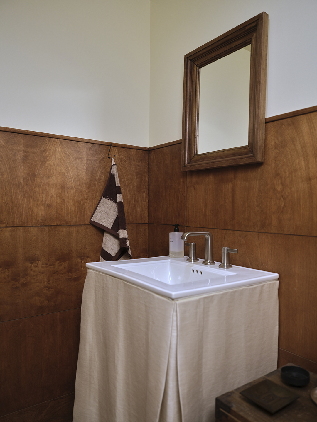 Half bath wood paneling 