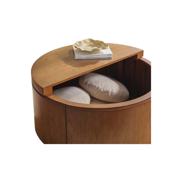 Open coffee table with pillows inside