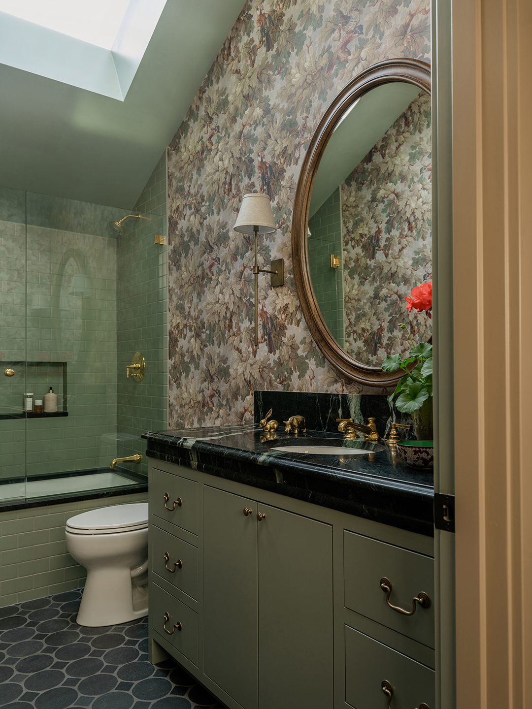 Bathroom with green accents