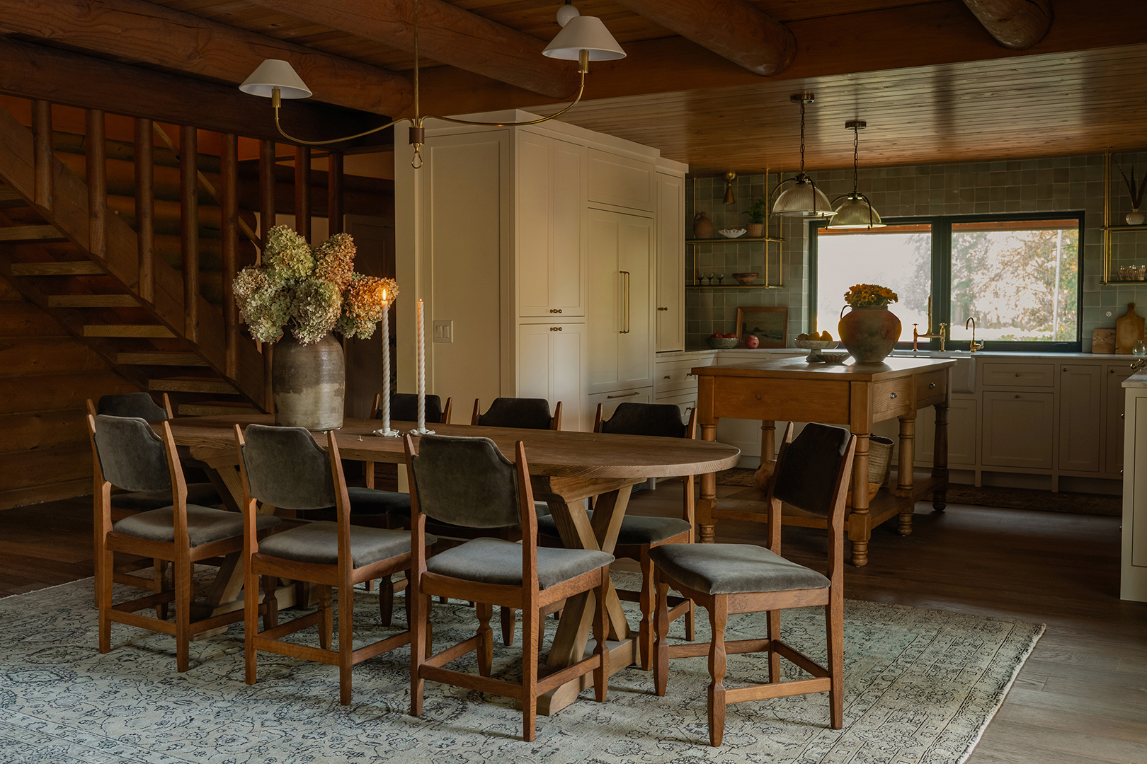 Open kitchen and dining area.