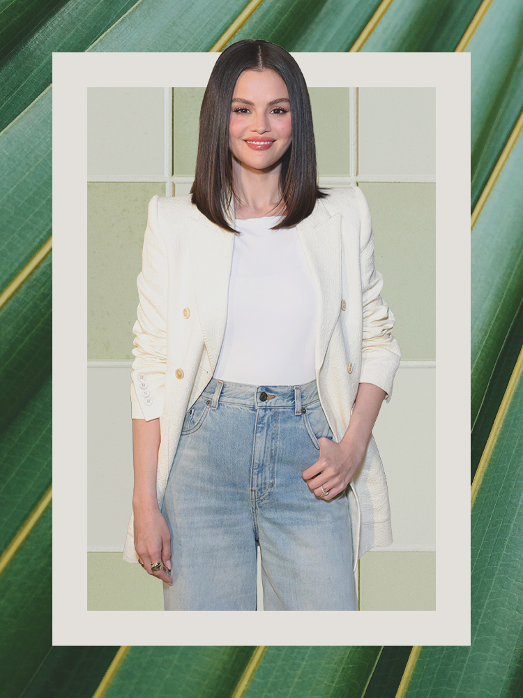 woman on green backdrop