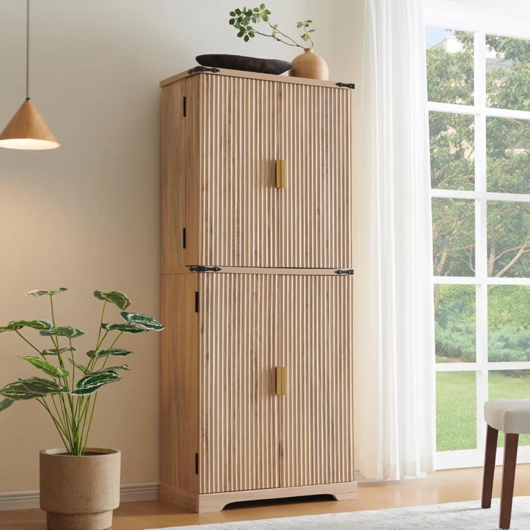  fluted wood cabinet