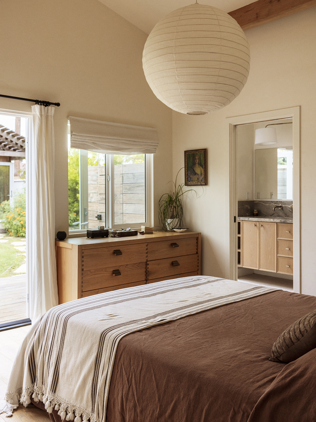 bed looking out french doors