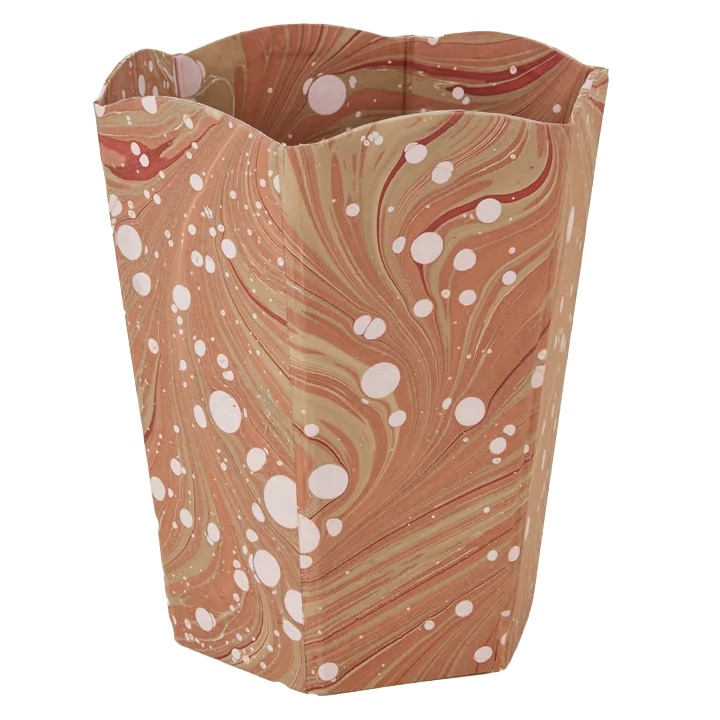 Terracotta hued marbleized waste basket