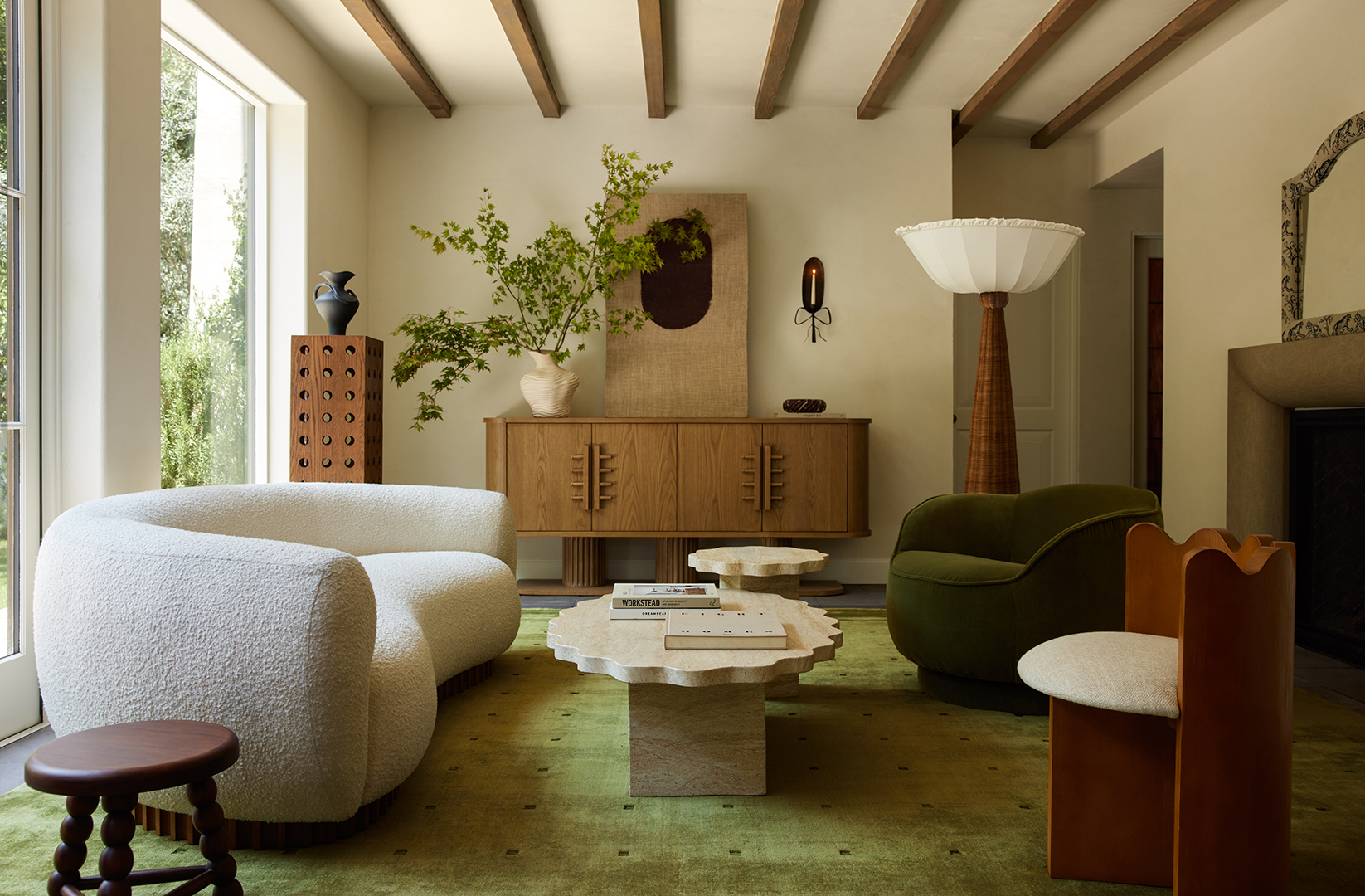 green living room rug