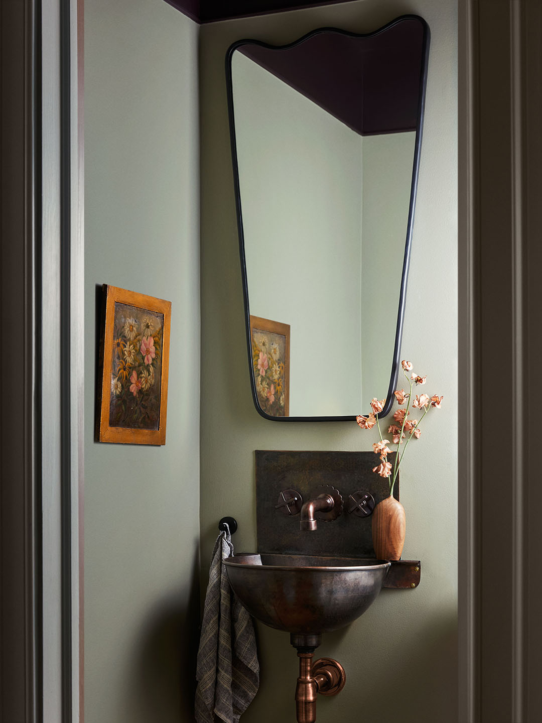 tall mirror in powder bath