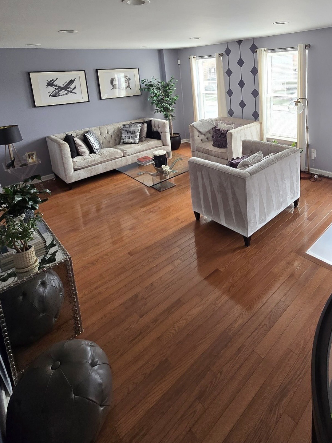 living room with bare floors