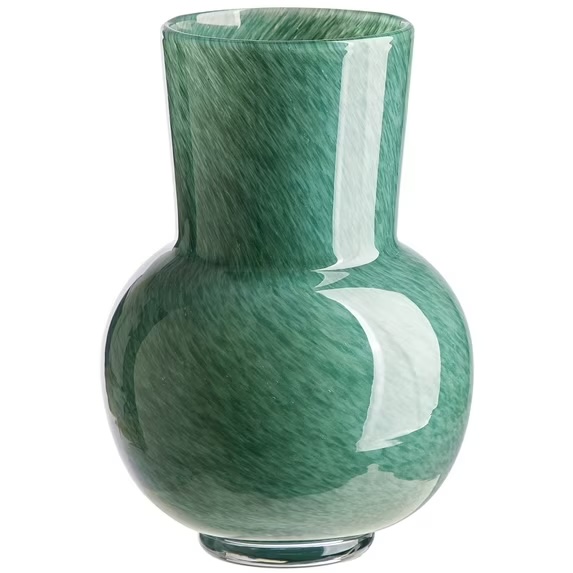  mottled green glass vase
