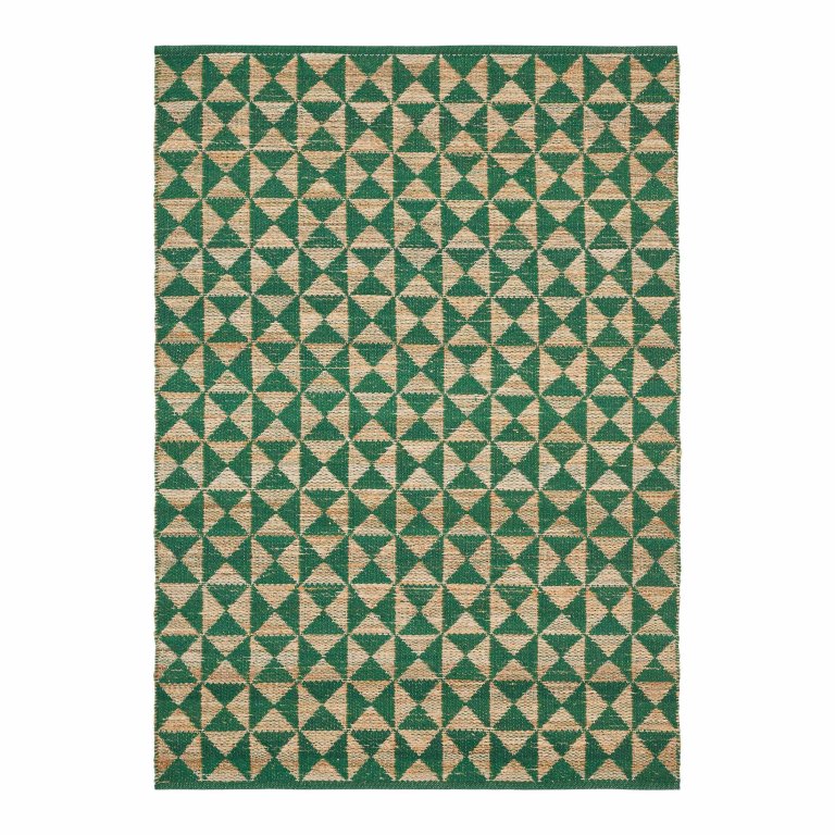  geometric green and natural jute rtug