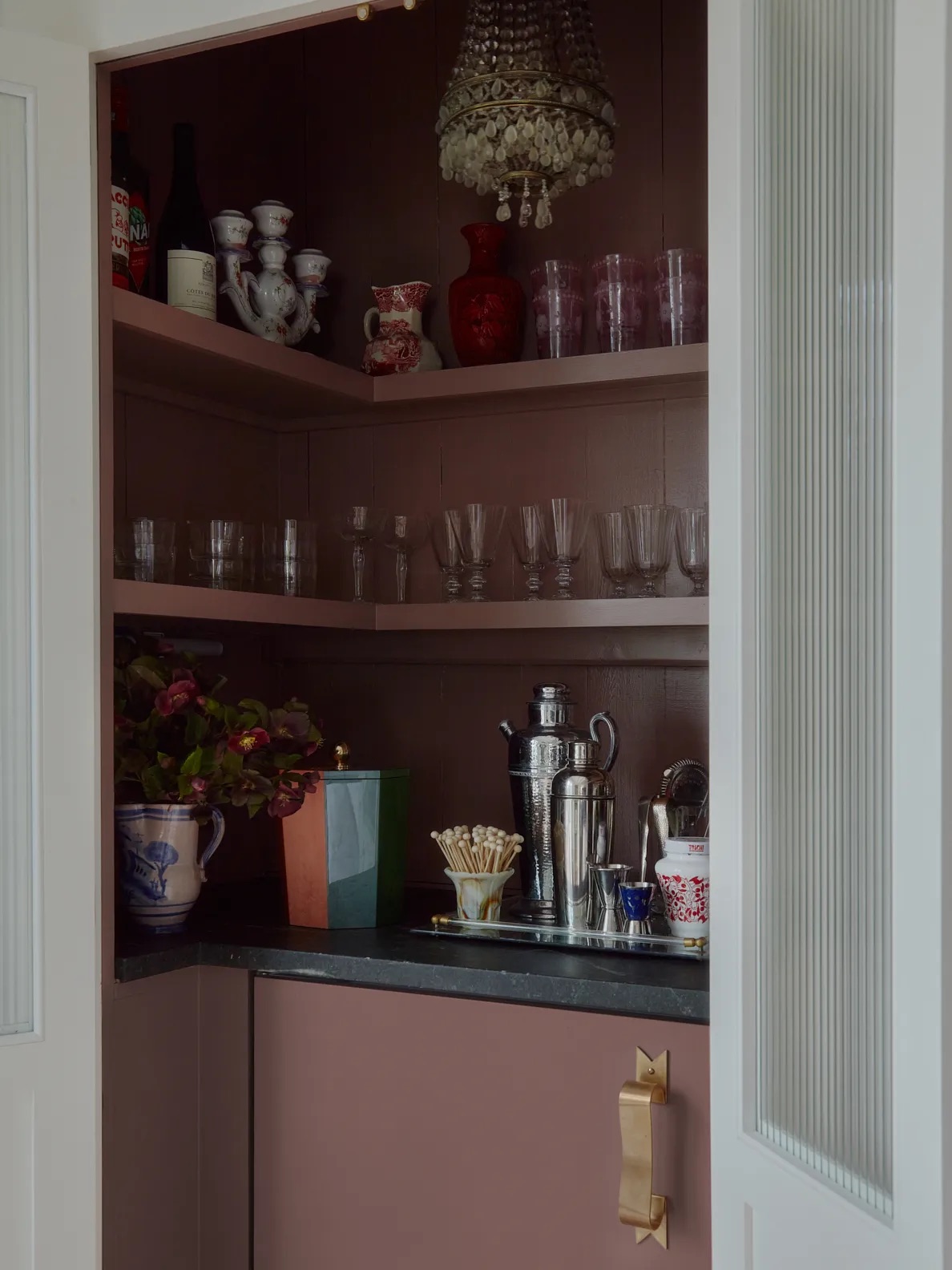 mauve bar closet